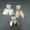 3 Pairs Vintage Pierced Earrings 80s Silver tone Gold tone Dangles NOS