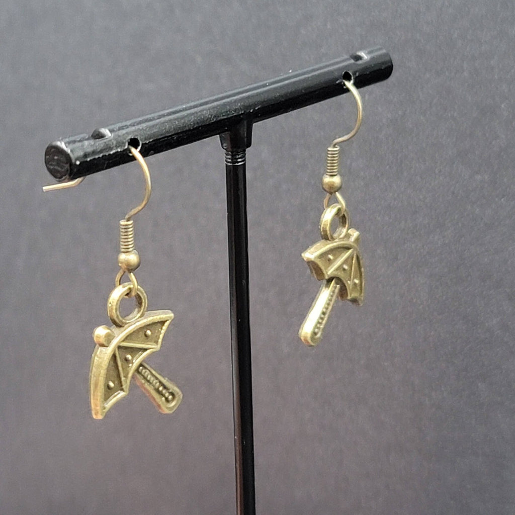 New Umbrella Pierced Earrings Embossed Bronze tone Dangle 3/4"