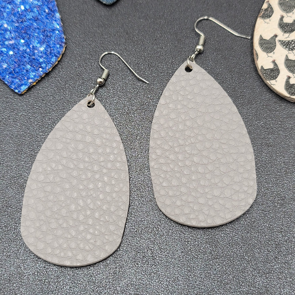Lot of 9 Pierced Earrings Teardrop Dangle Multicolor Faux Leather Felt Denim