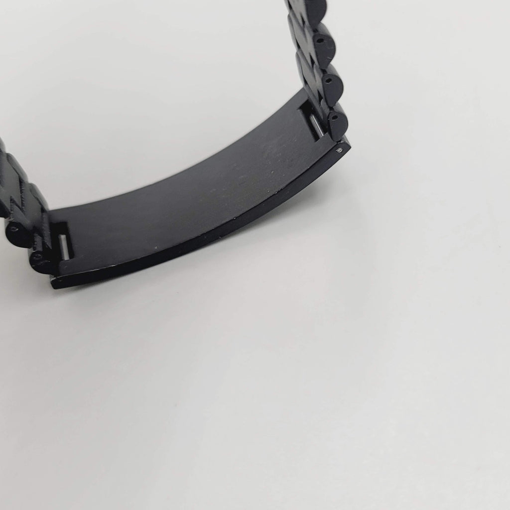 Black Stainless Steel ID Bracelet Mens 8 Inch Matte Link Chain Clasp Modern Gift