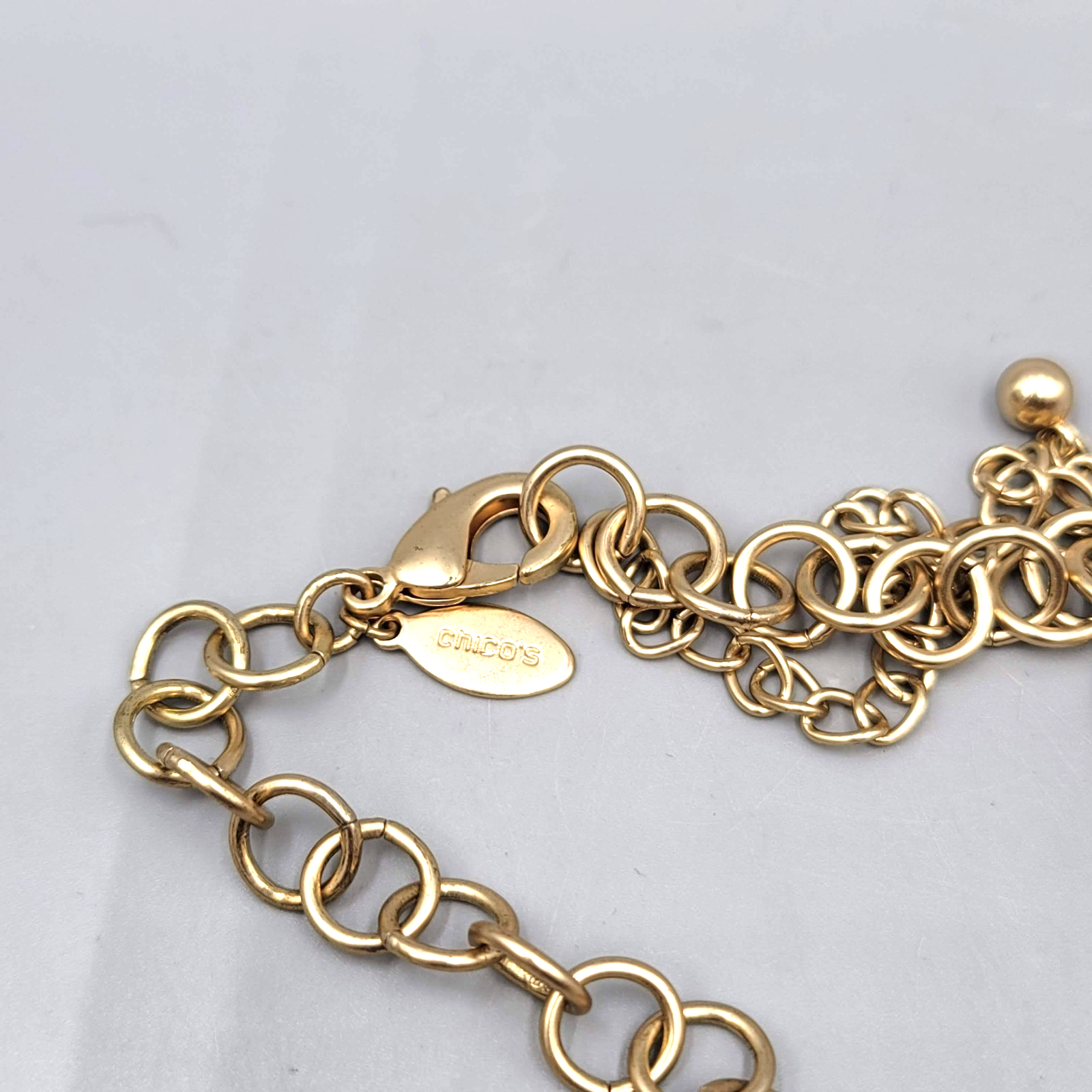 Chicos Necklace Large Bead Statement Gold tone 36"-40"