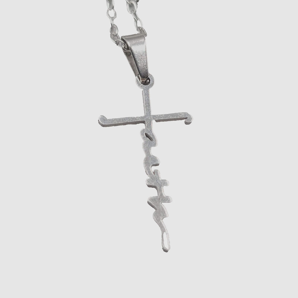 Faith Cross Pendant Necklace Silver tone New Chain 18"+
