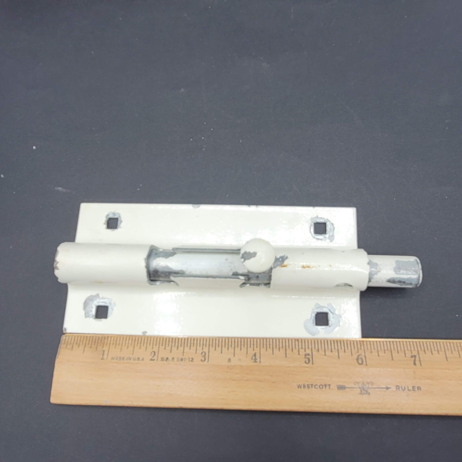 Antique Vintage Cast Iron Door Gate Slide Lock Latch Painted 6"