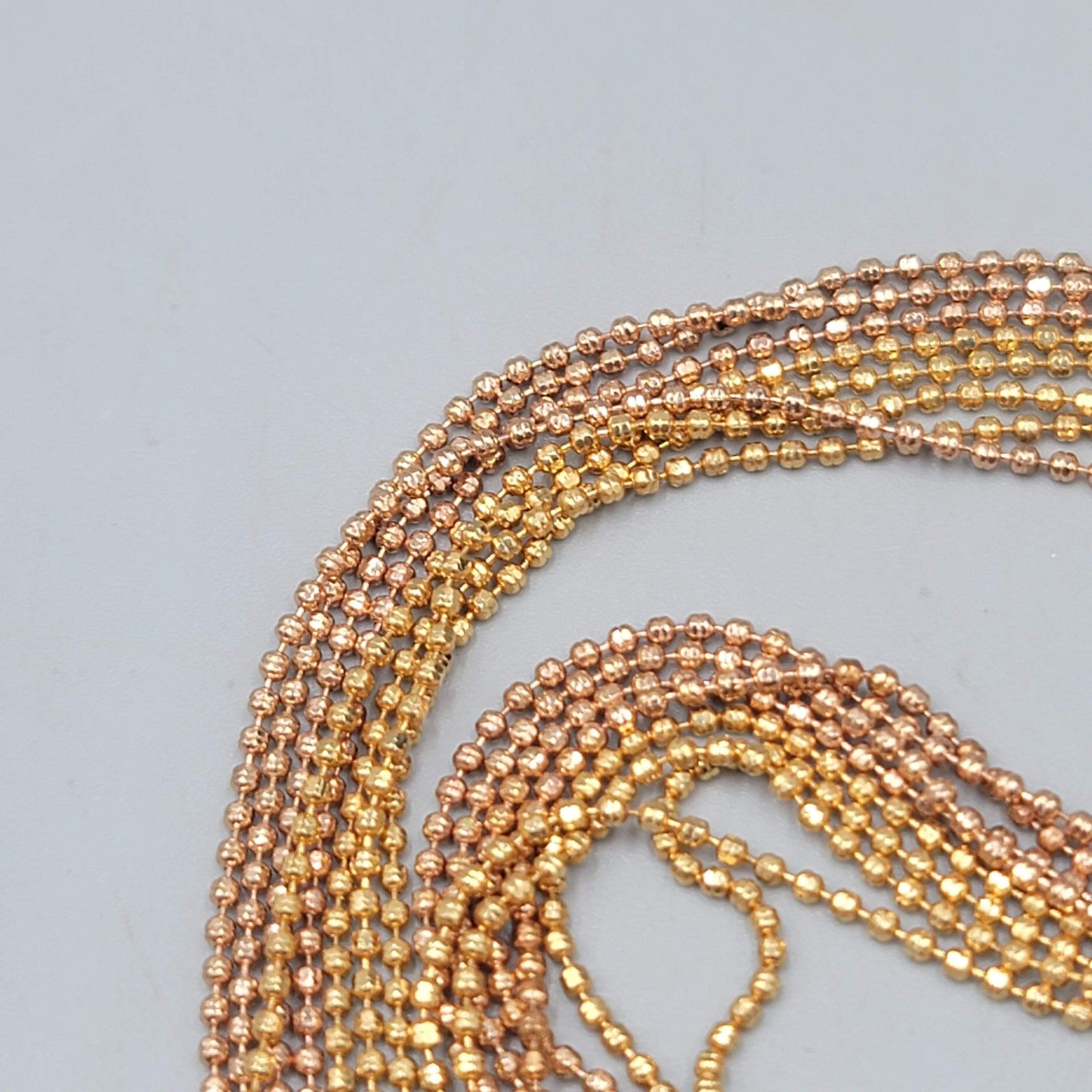 Multi Strand Ball Bead Chain Necklace Layered Two-Toned 18-20 Inch Adj