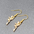 Fairy Pierced Earrings Gold tone Dangle 5/8"