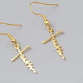 Faith Cross Pierced Earrings Gold tone Dangle 1"