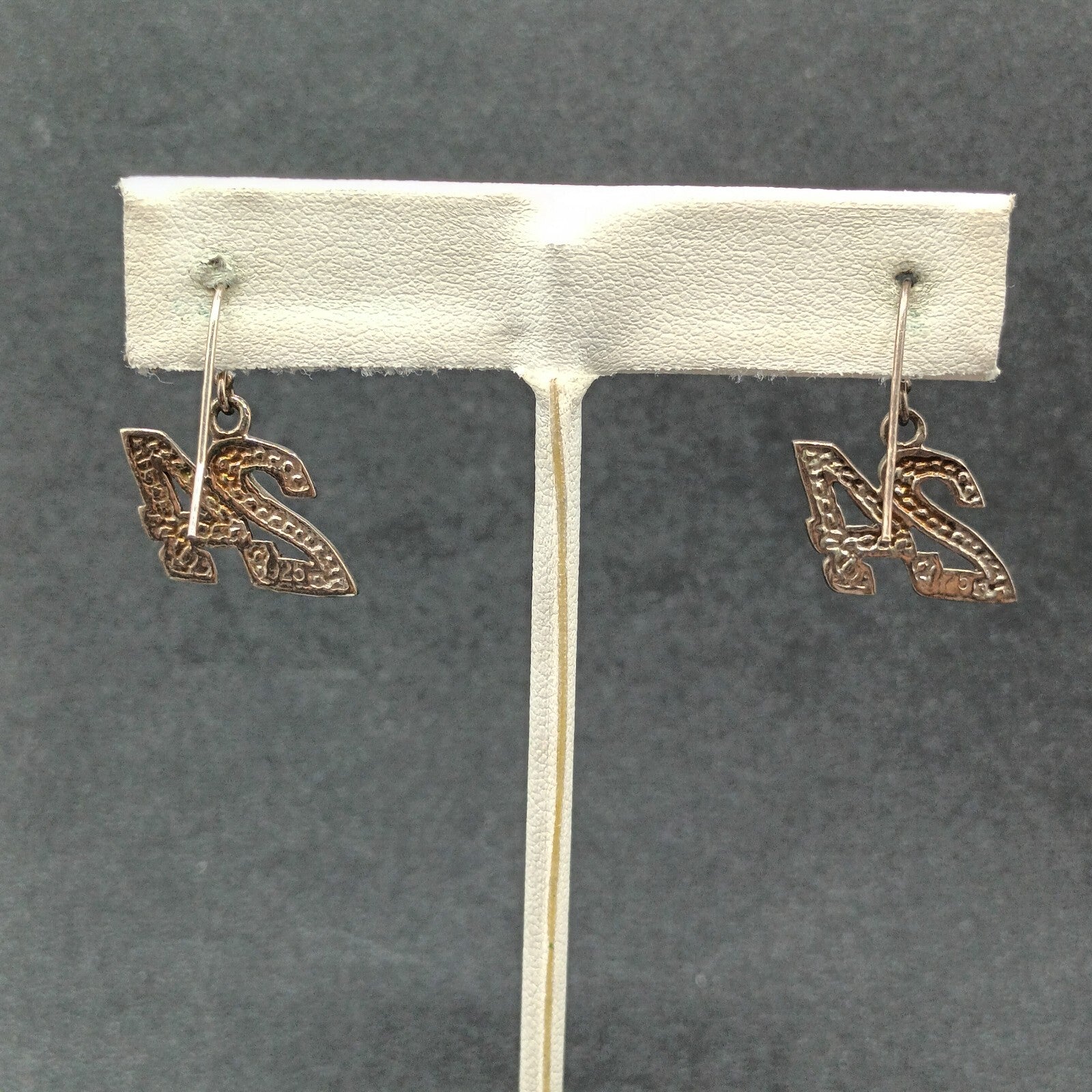 Vintage Pierced Earrings Sterling Silver 24 Jeff Gordon Nascar Dangle 1/2"