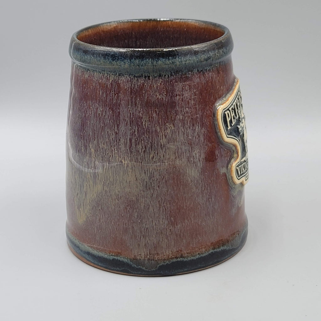 Petersen Nets Coffee Mug Viking Dog Tough Drip Glaze Pottery Signed
