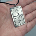The STAR Tarot Card Pendant Necklace Major Arcana Silver tone Black Cord 18" Adj