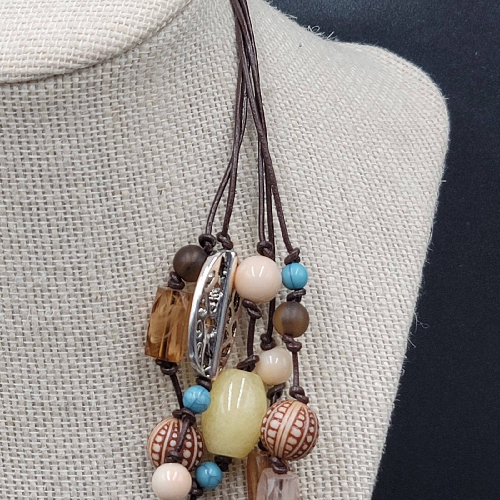 Premier Designs Del Monte Multi Strand Beaded Station Necklace 16"-20"