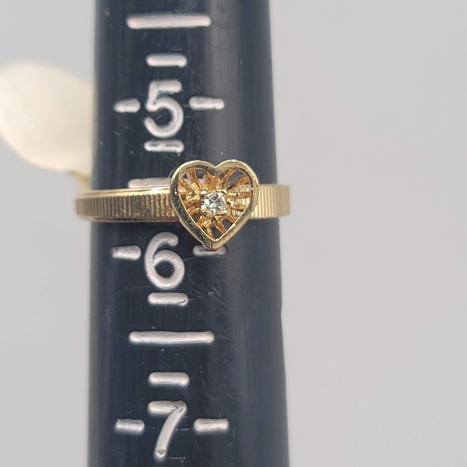 Vintage Park Lane Dainty Heart Ring Gold tone Cubic Zirconia CZ NOS
