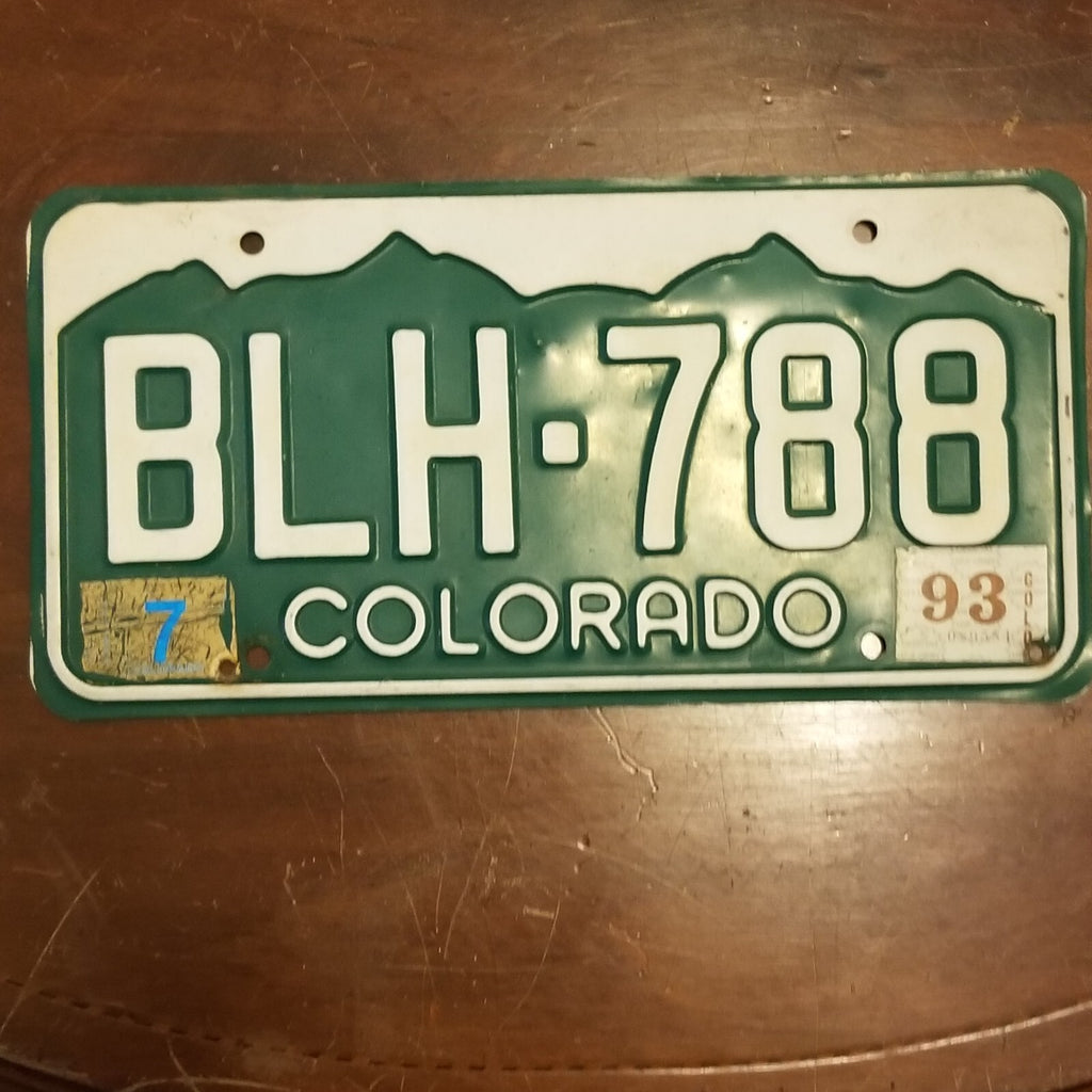 License Plate COLORADO BLH-788 12" x 6" Green White