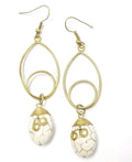 Pierced Earrings Gold Tone White Stone Dangle