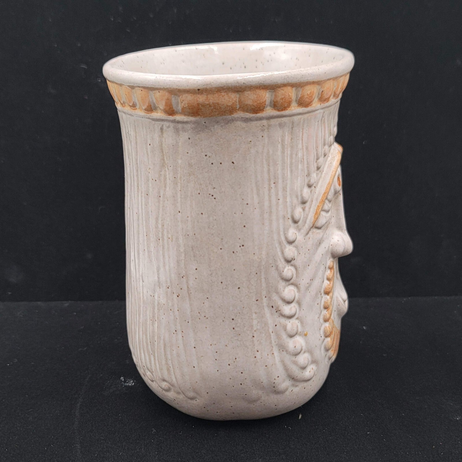 Vintage  Funny Man Face Mug Pottery Craft Large 6” Handcrafted