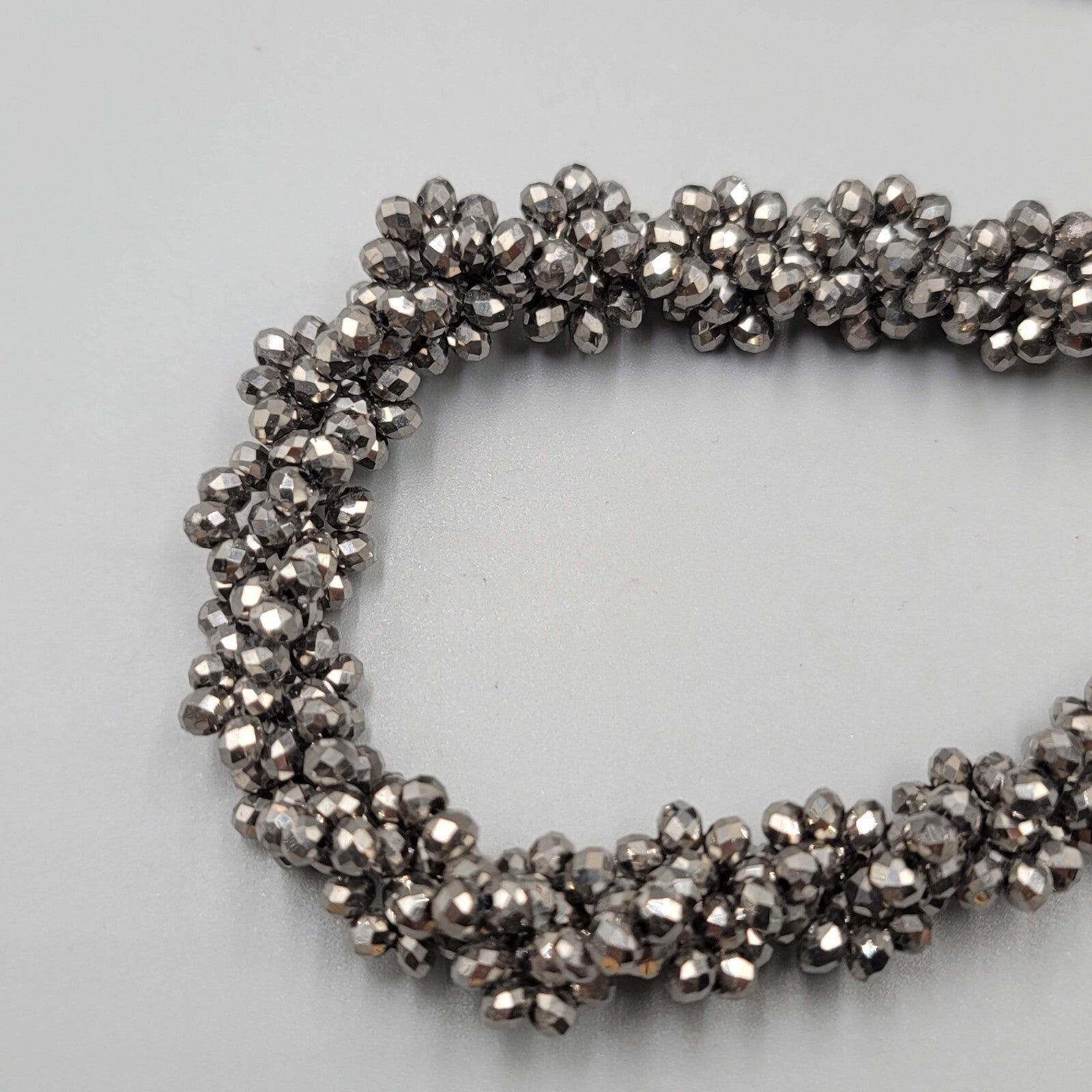 Bead Necklace Gray Silver tone Gradient 32"