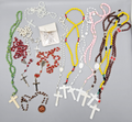 Lot of 14 Plastic Bead Rosary Catholic Religious