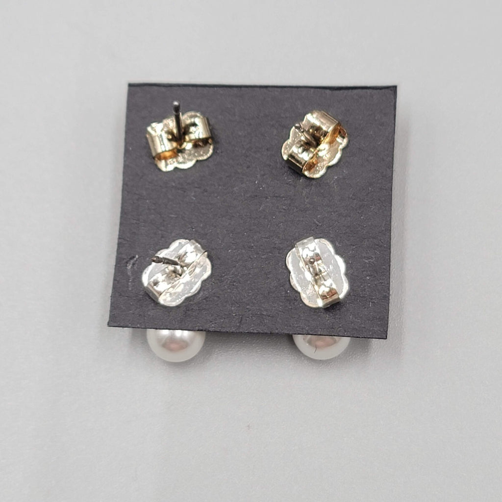 Stud Pierced Earrings Silver tone Rhinestone Faux Pearl Lot of 2