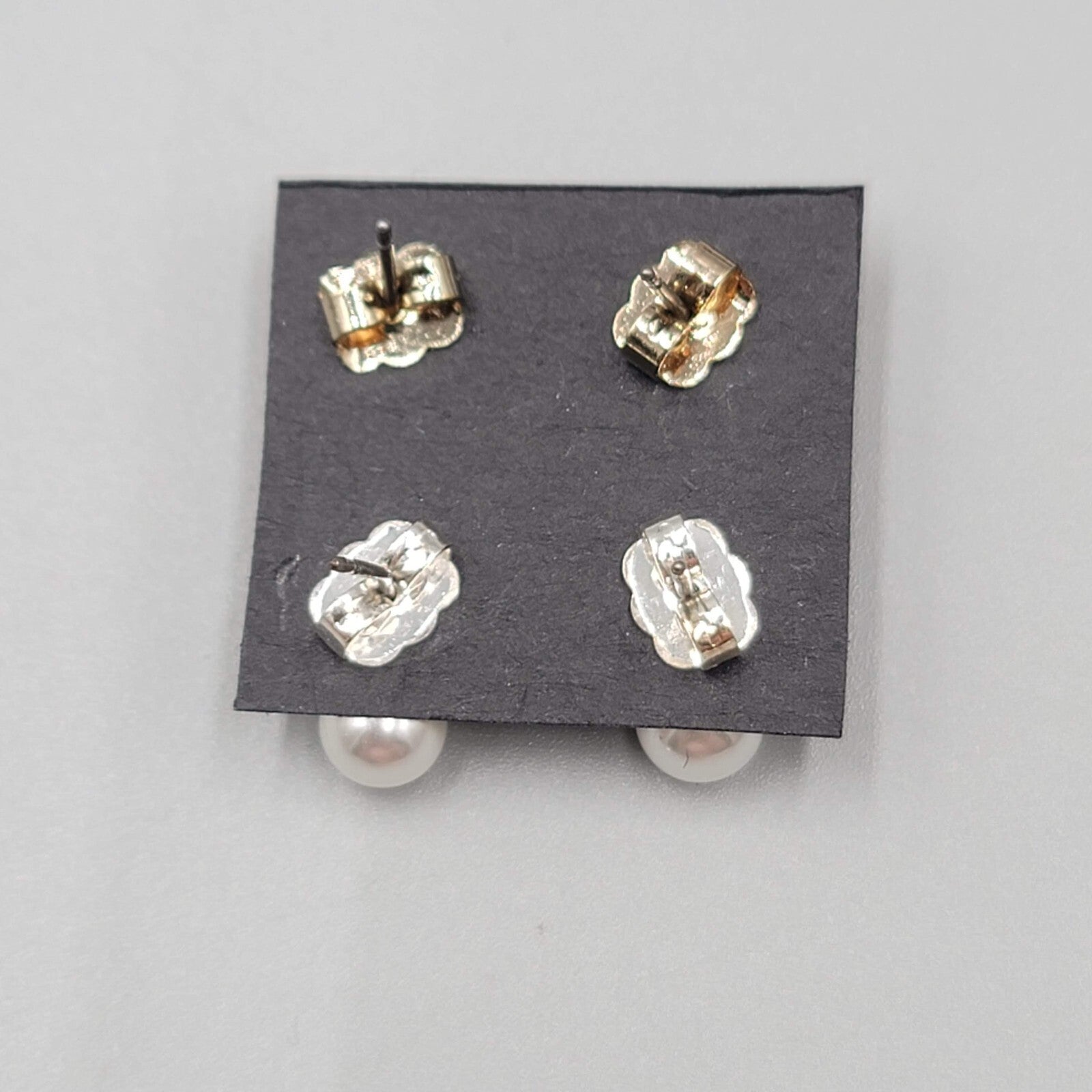 Stud Pierced Earrings Silver tone Rhinestone Faux Pearl Lot of 2