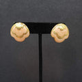 Vintage Pierced Earrings Gold Plated Peach Swirl Enamel Shell Design 1"