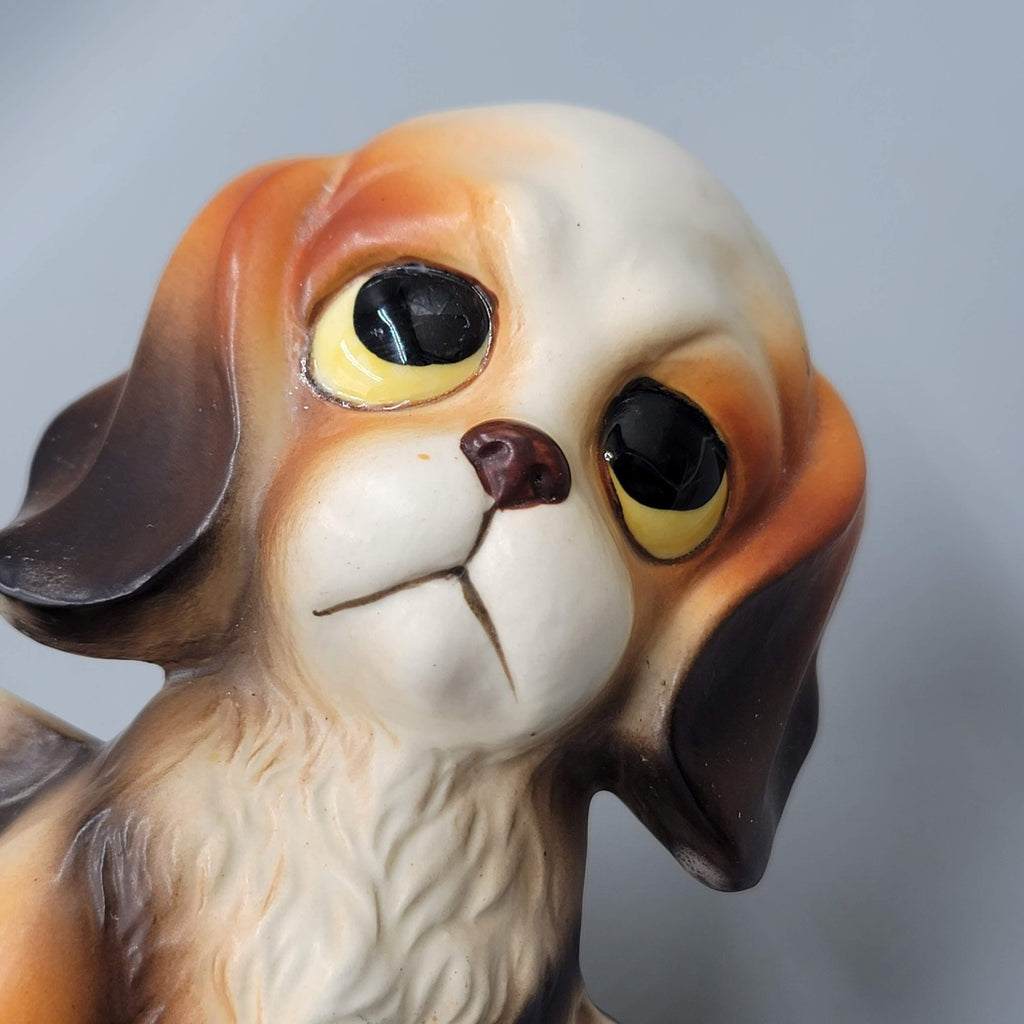 Vintage Lefton Japan Puppy Dog Planter Big Eyes Ceramic H6974 Beagle