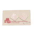 Vintage Tohono Trail Pottery Pierced Earrings Pink White Squares 1"