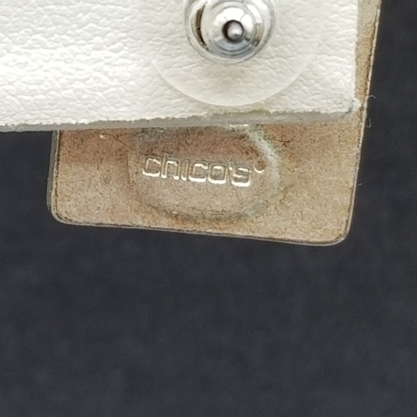 Pierced Earrings Chico's Silver tone Geometric Square Clear Glass Stud 3/4"