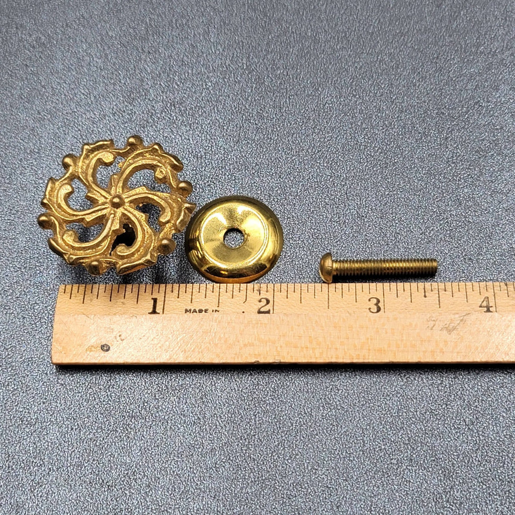 Vintage Brass Cabinet Drawer Pull Replacement Hardware New Old Stock w Screw