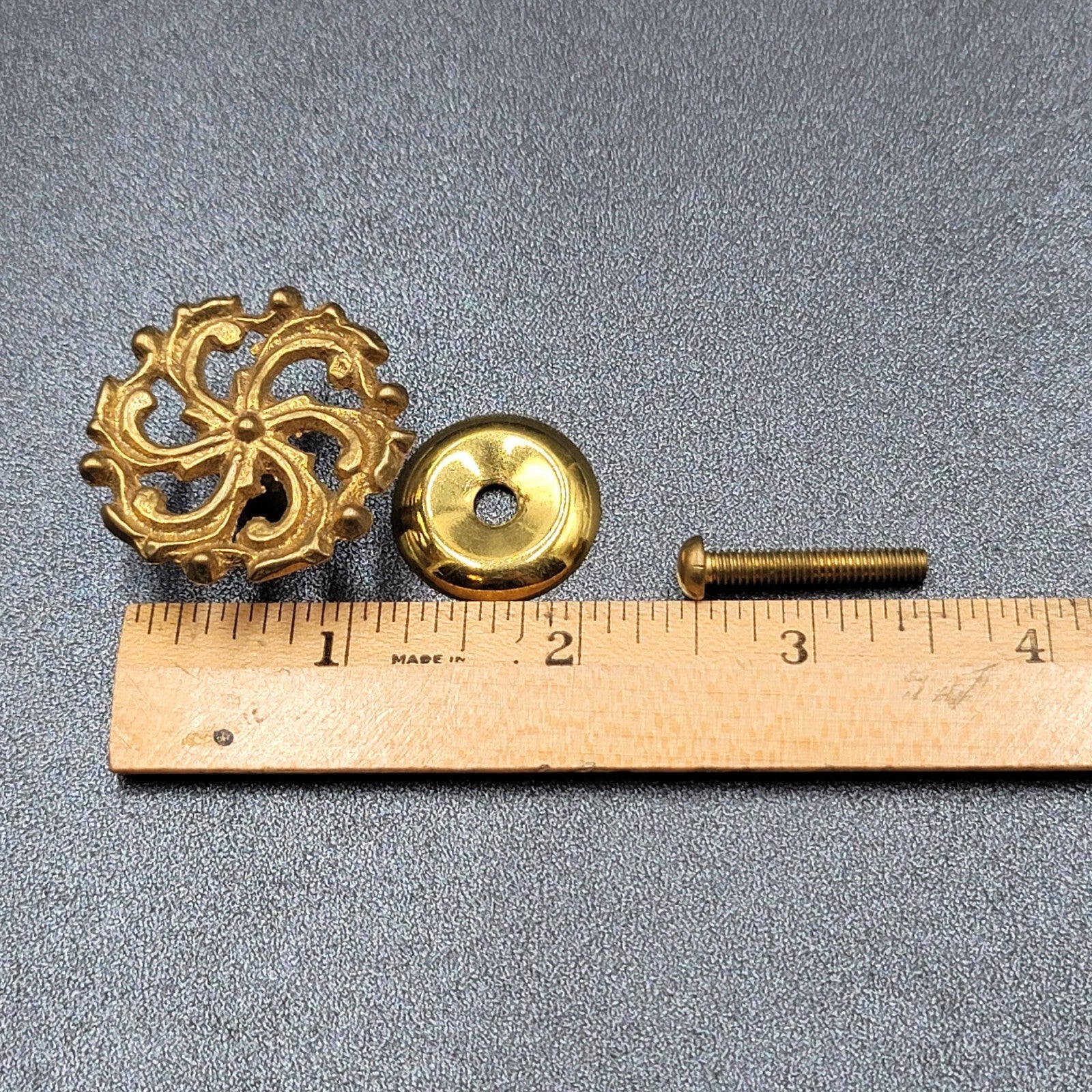 Vintage Brass Cabinet Drawer Pull Replacement Hardware New Old Stock w Screw