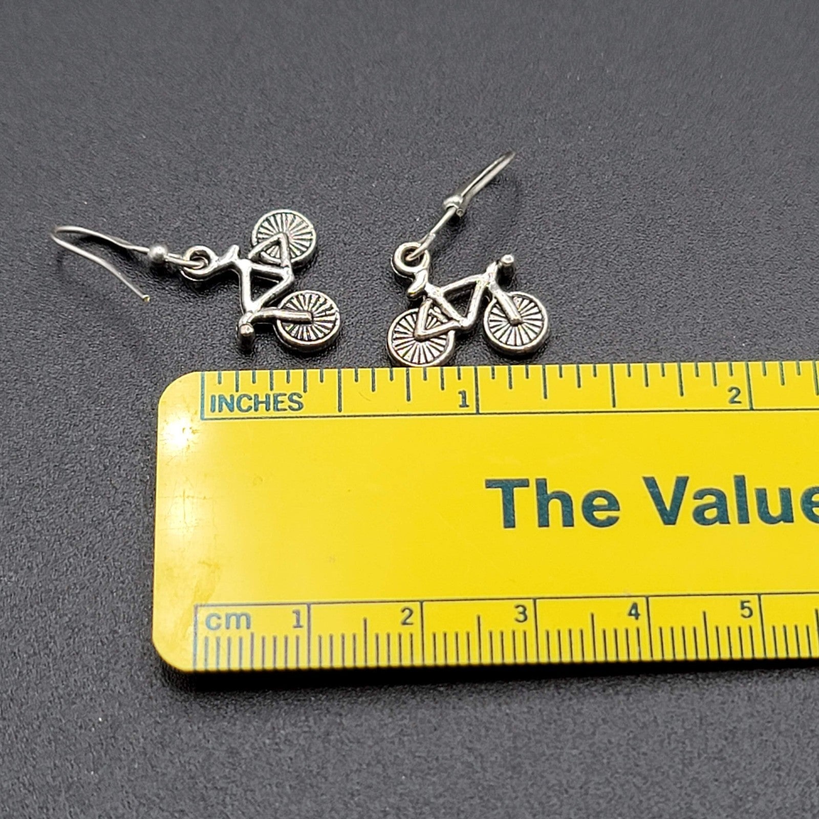 Bicycle Pierced Earrings Silver tone Dangle  1/2"