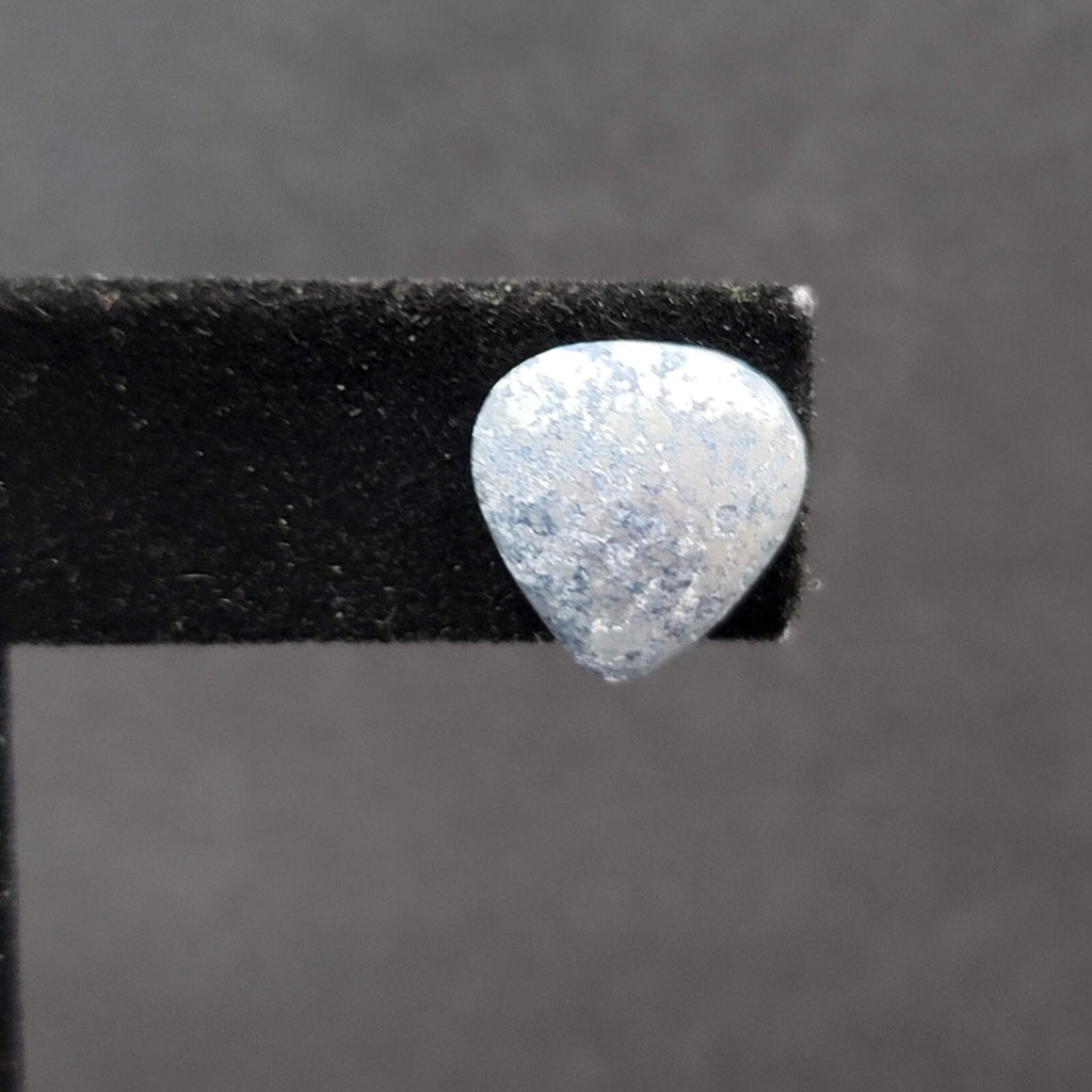 Vintage Pierced Earrings Blue Gray Enamel Splatter Heart Studs 1/2"