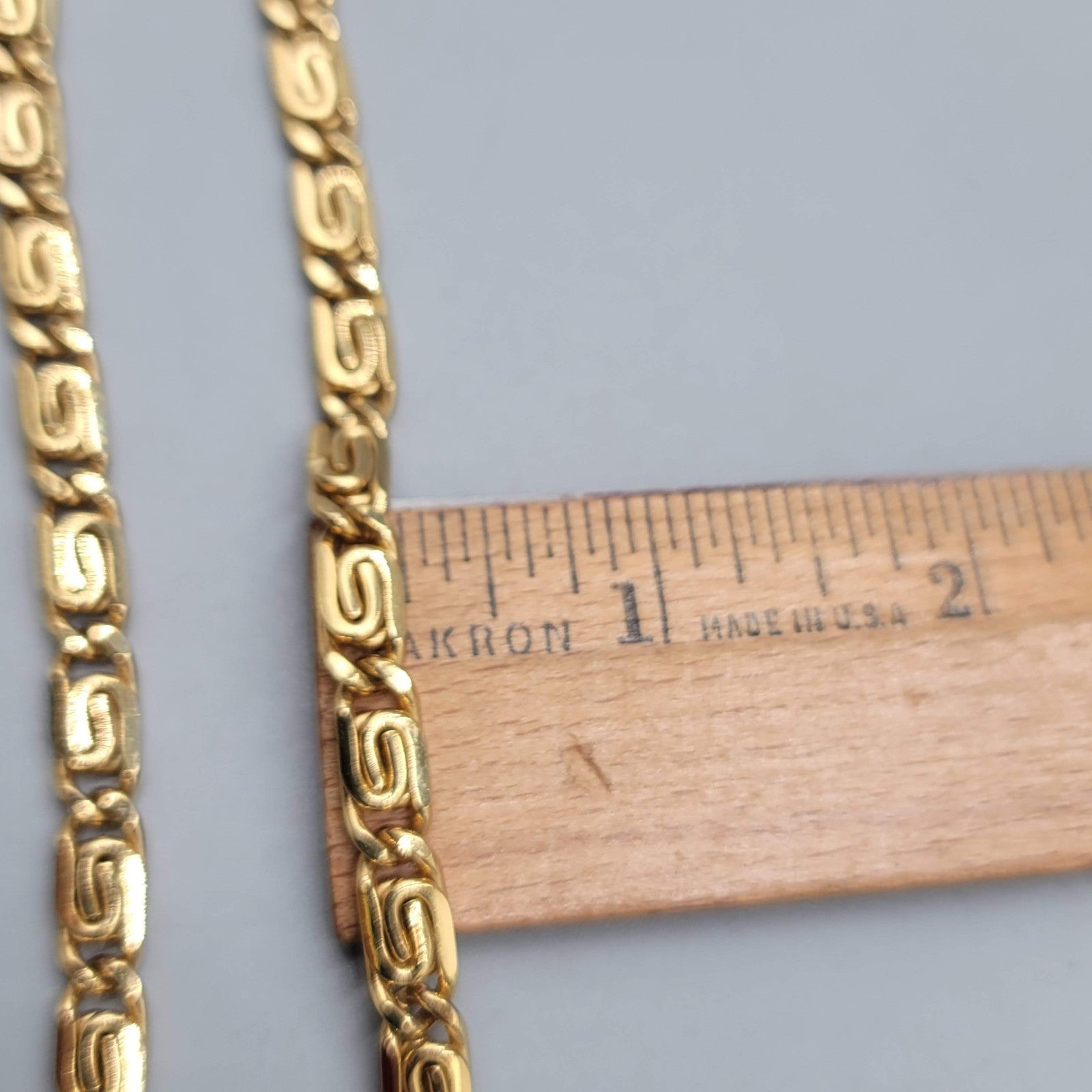 Vintage Scroll Chain Necklace Gold Plated 1/4 " wide 18" Long