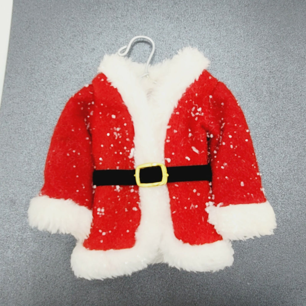 Santa's Coat with Fuzzy Trim Glitter Accents Christmas Tree Ornament 6.5"