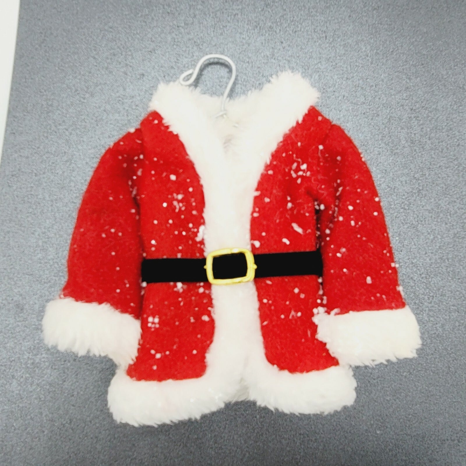 Santa's Coat with Fuzzy Trim Glitter Accents Christmas Tree Ornament 6.5"