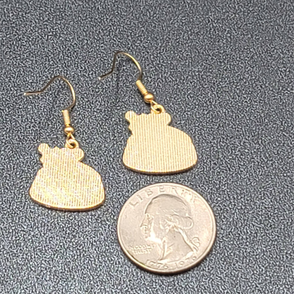 Bundt Cake Pierced Earrings Gold tone Dangle Enamel Sweet Treat 3/4"