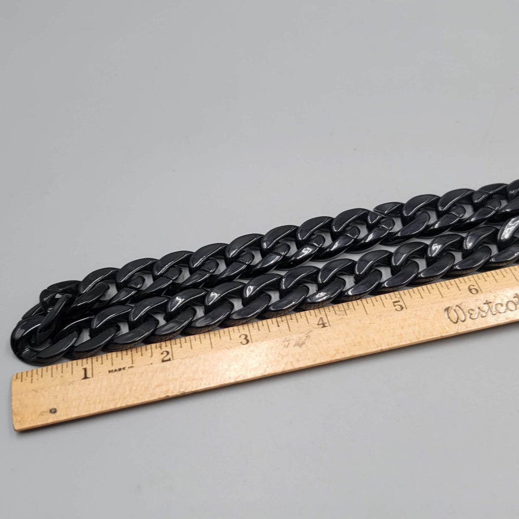 Black Acrylic Link Necklace Long Statement 28"