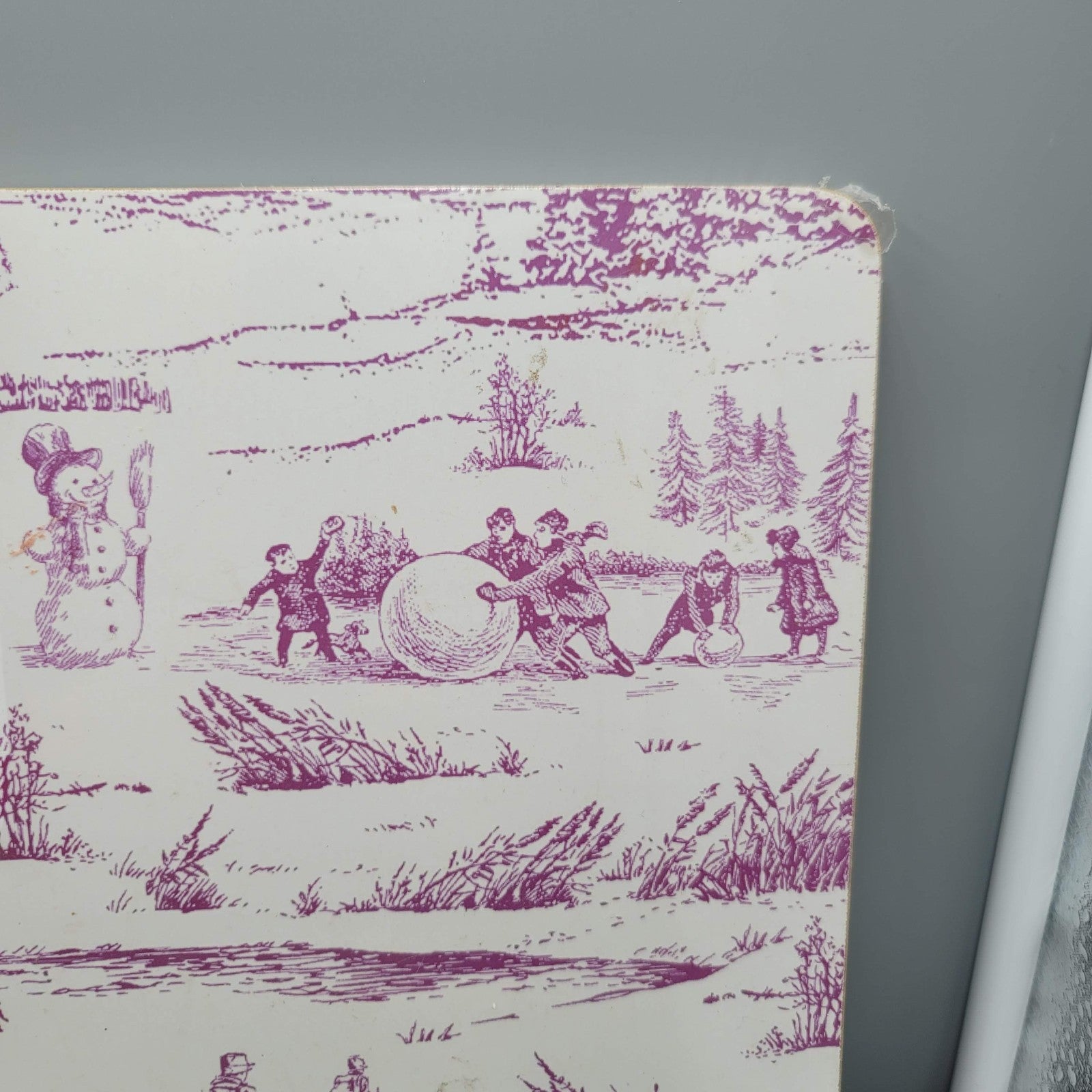 Chateau Cork Placemats Set of 4 Red Winter Scene 15.5" x 11.25"