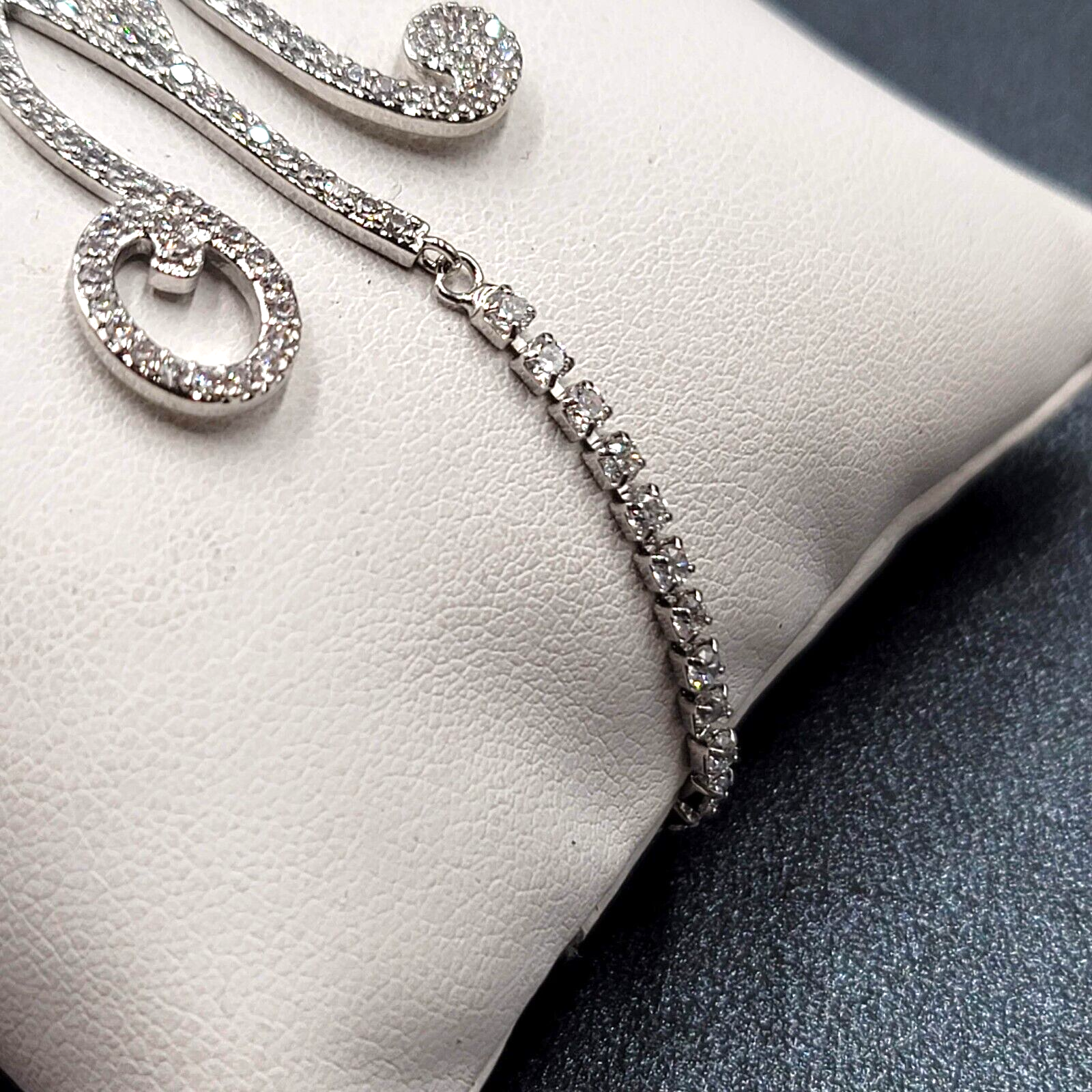 Monogram Initial Bracelet Bracelet Letter M Silver tone Crystal Studded Bolo