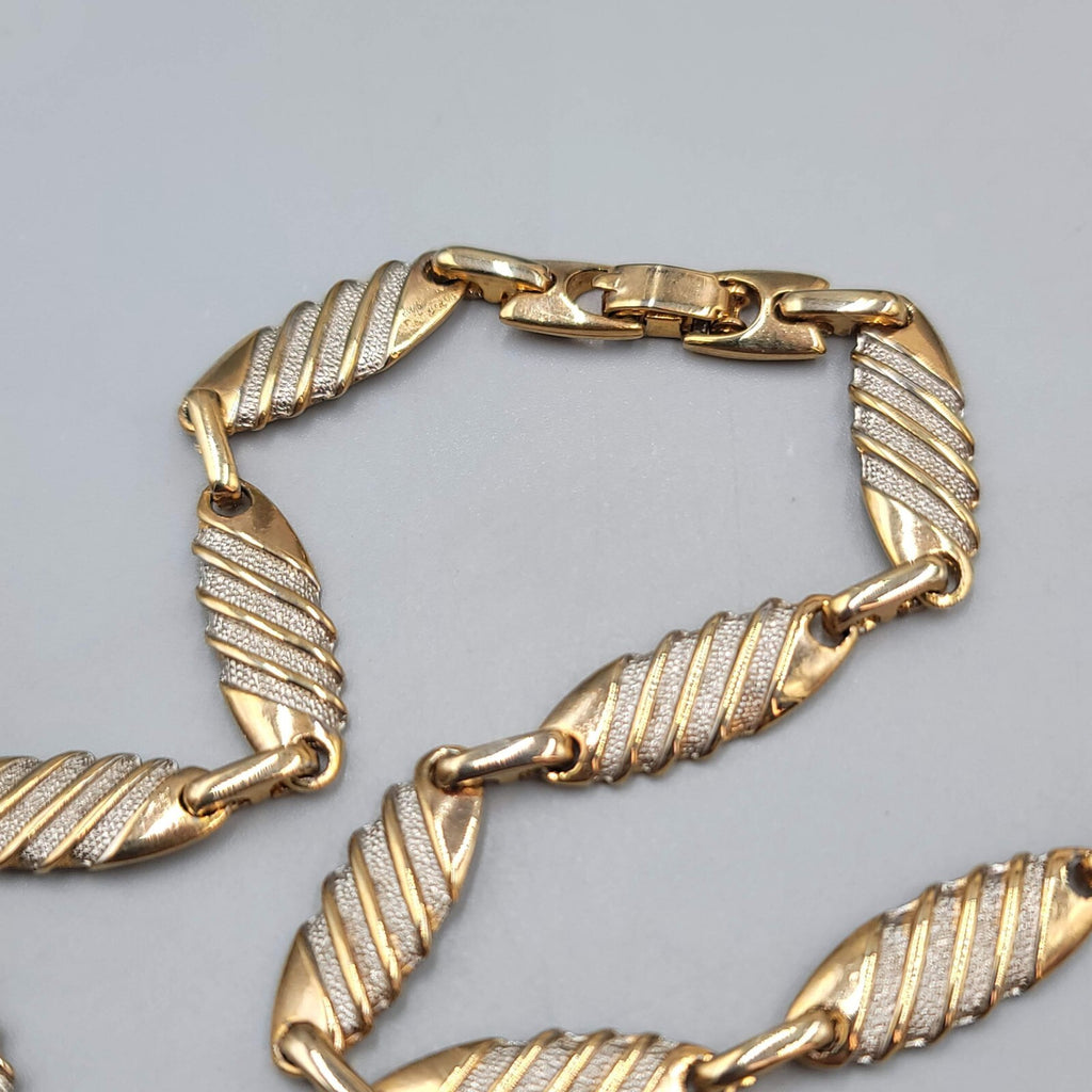 Vintage Bar Chain Necklace Gold Tone Statement 33" Estate Costume Jewelry