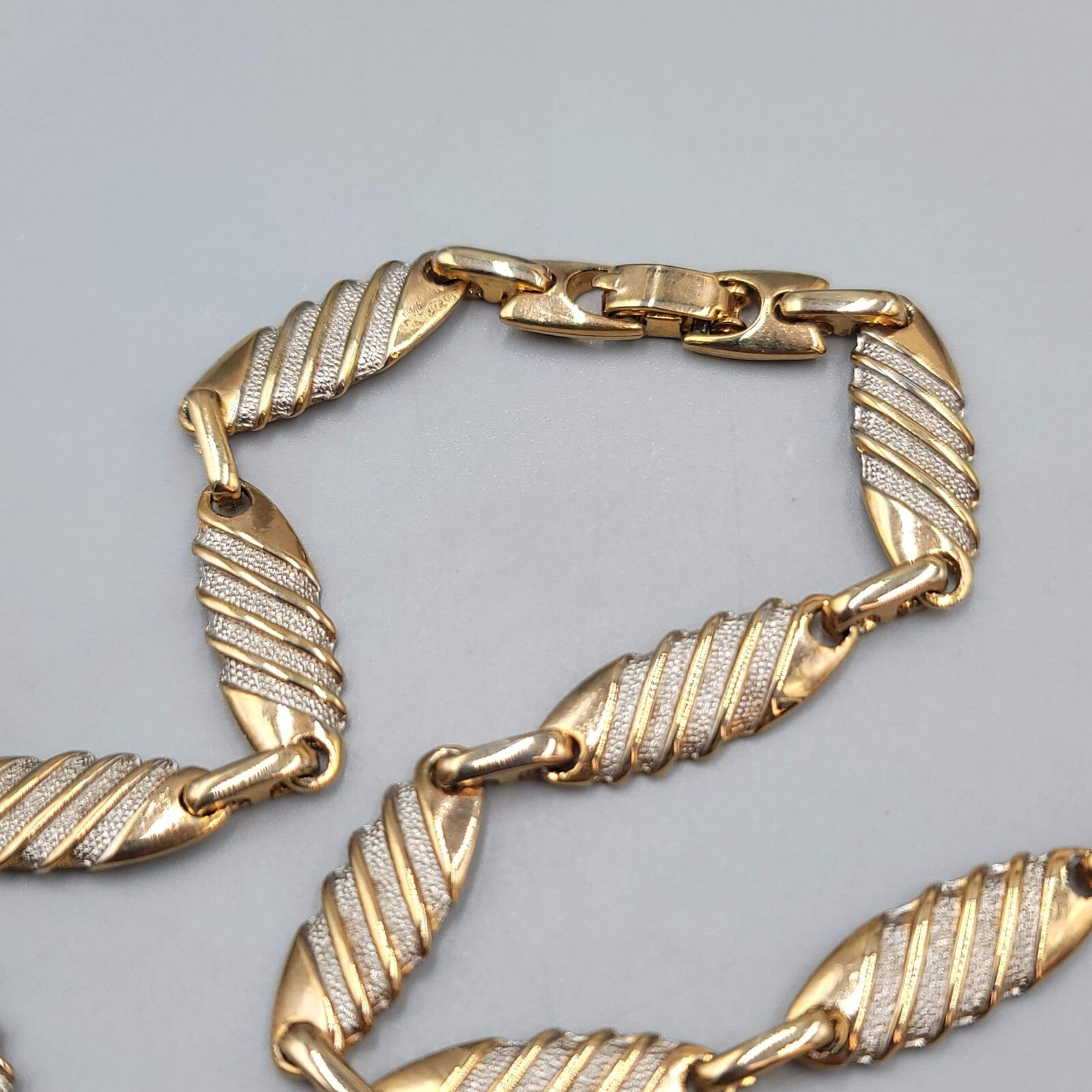 Vintage Bar Chain Necklace Gold Tone Statement 33" Estate Costume Jewelry