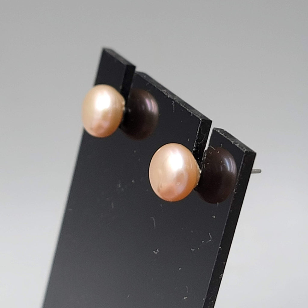 Pink Pearl Studs Pierced Earrings 1/4"