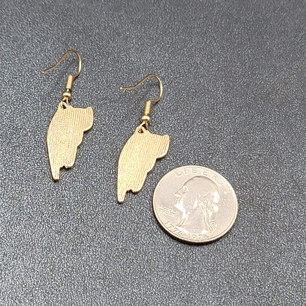 Kitty Cat Pierced Earrings Gold tone Black White Tuxedo Kitten Hanging Dangle 1"