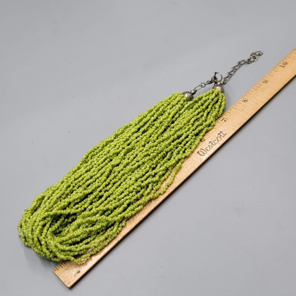 Multistrand Green Seed Bead Necklace 16" 18" 20"