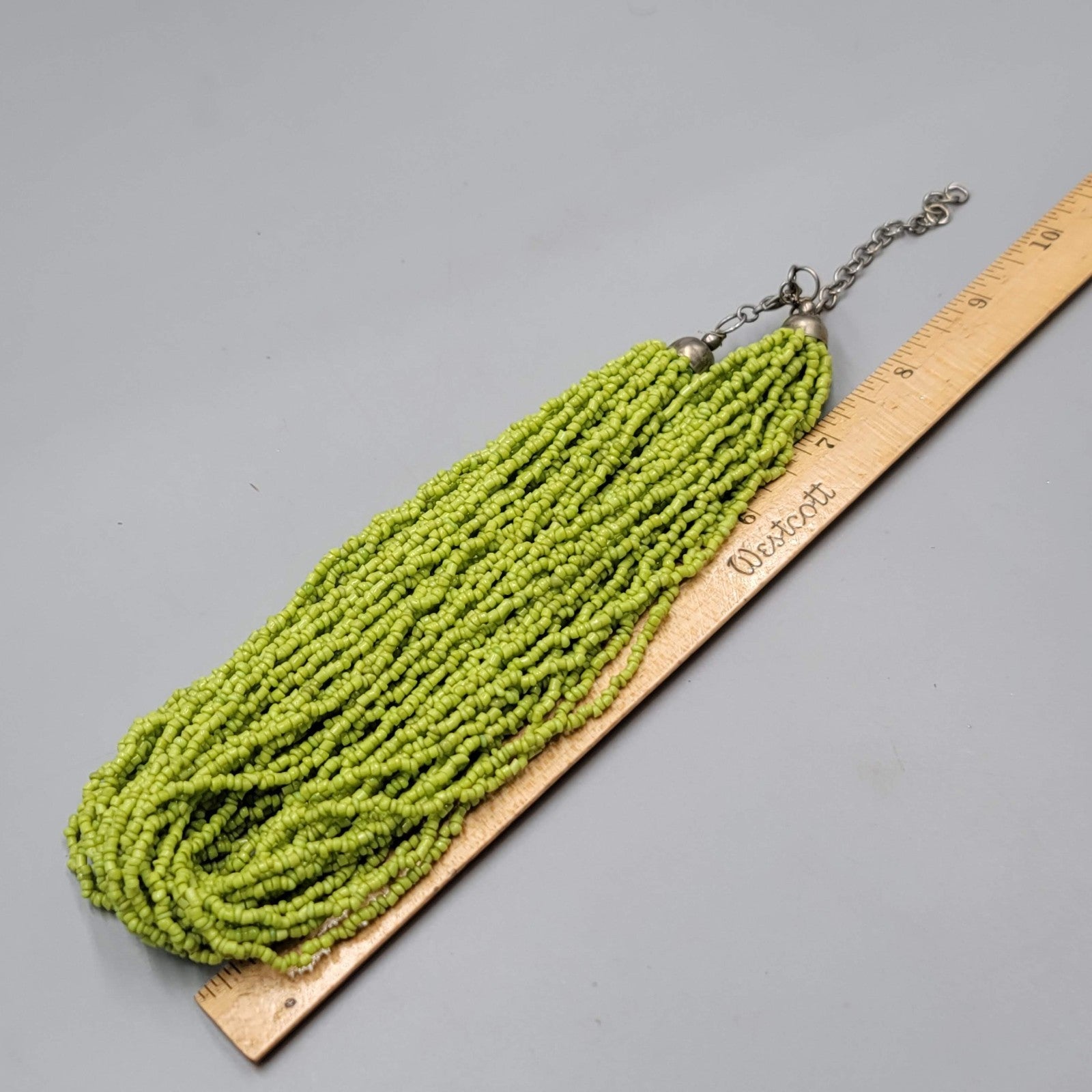 Multistrand Green Seed Bead Necklace 16" 18" 20"