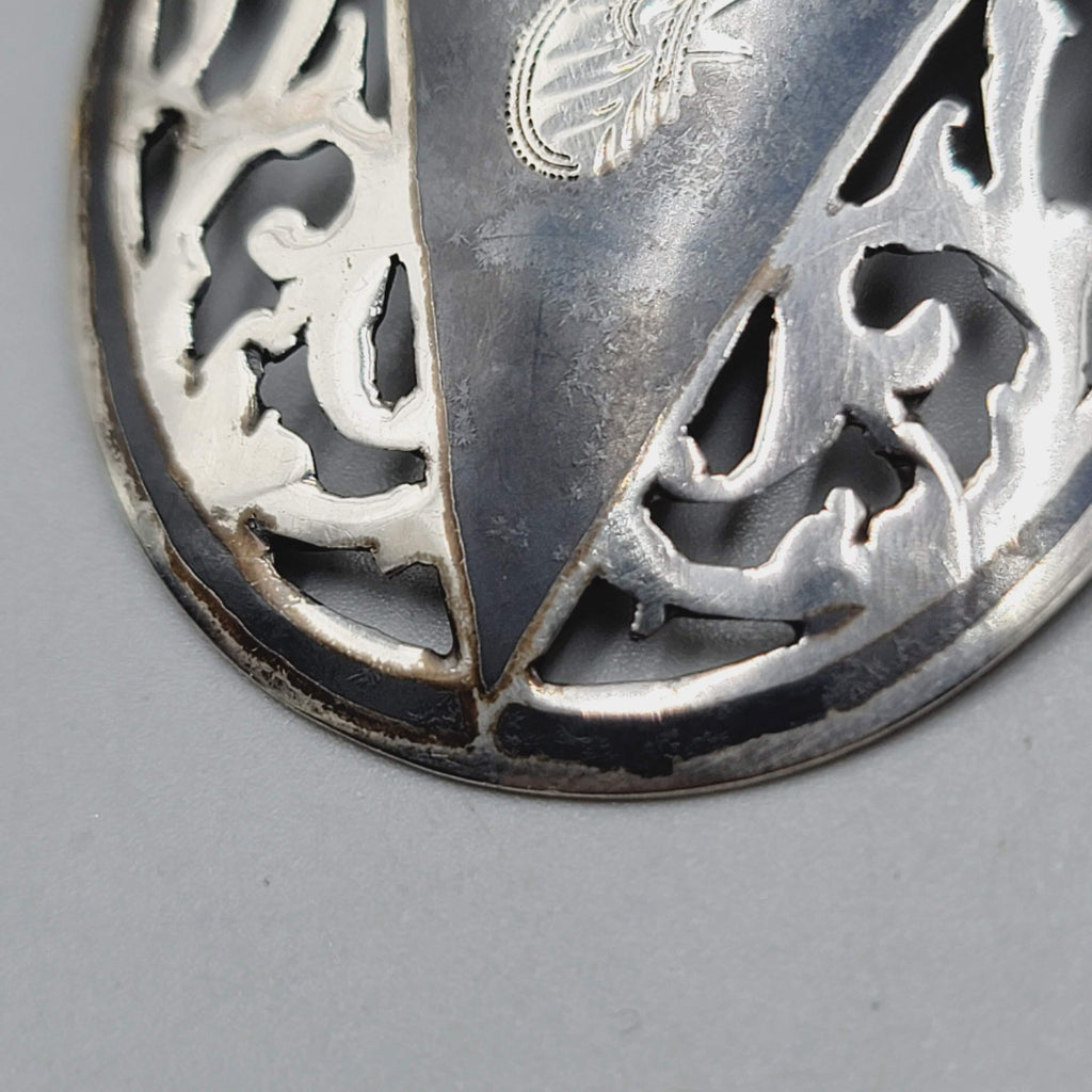 Vintage Siam Sterling Silver Nielloware Brooch Oval 2 1/4" x 1 5/8"