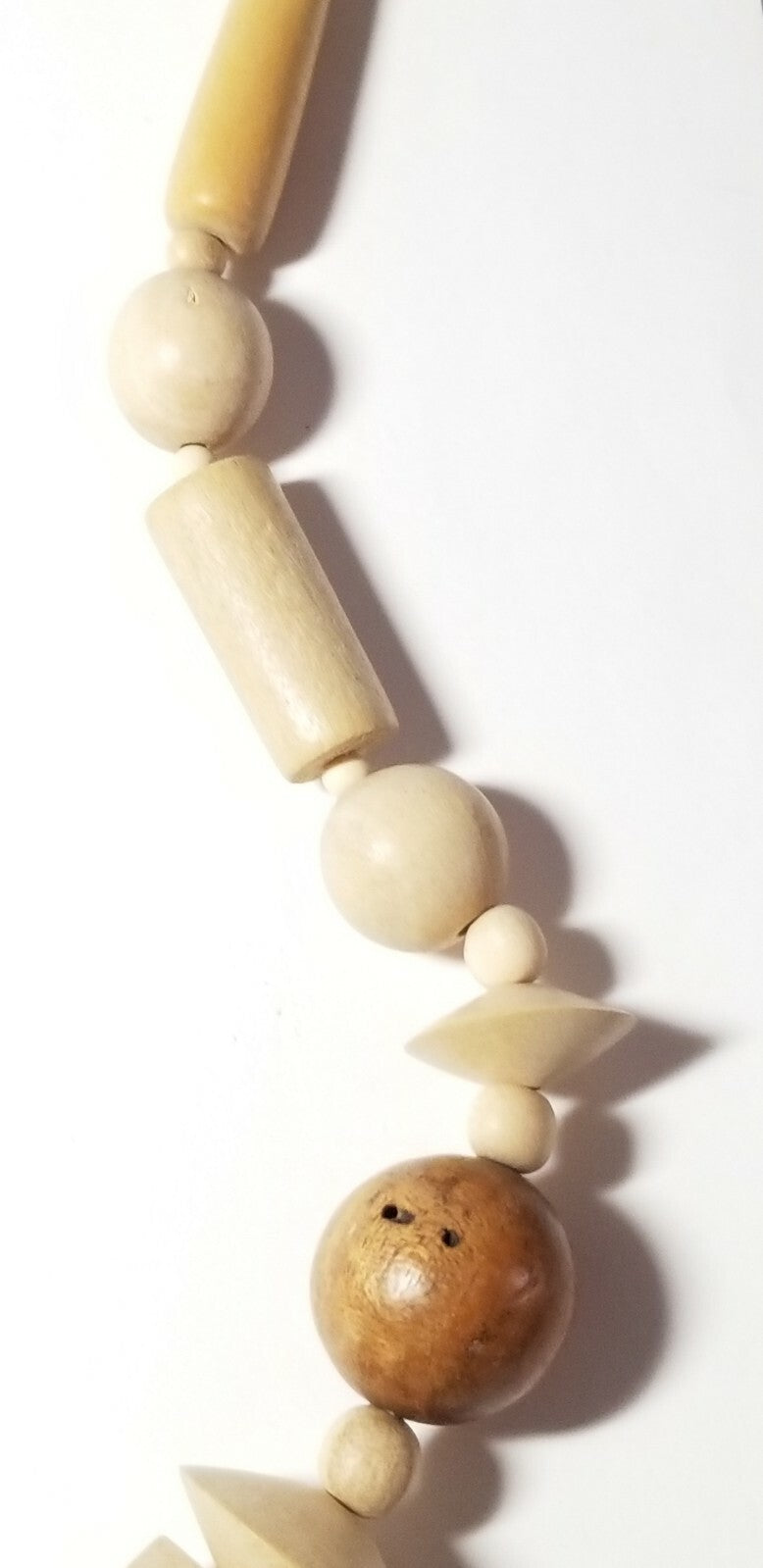 Wood Bead Necklaces Wooden Chunky Strand Light Tan Earth Tones 22"