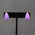 Vintage Pierced Earrings Purple Enamel over Metal Teardrop Drop Studs 3/4"