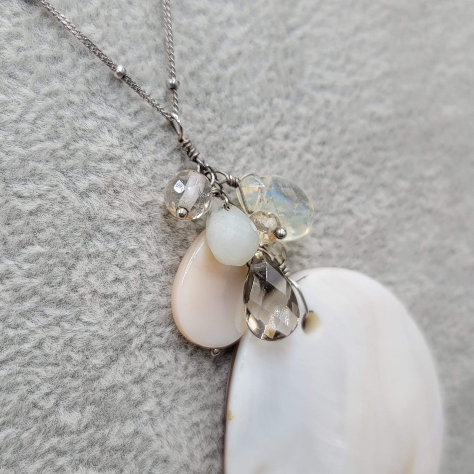 J Jill Shell Pendant Sterling Silver Necklace 20 - 22 in Station Chain 925