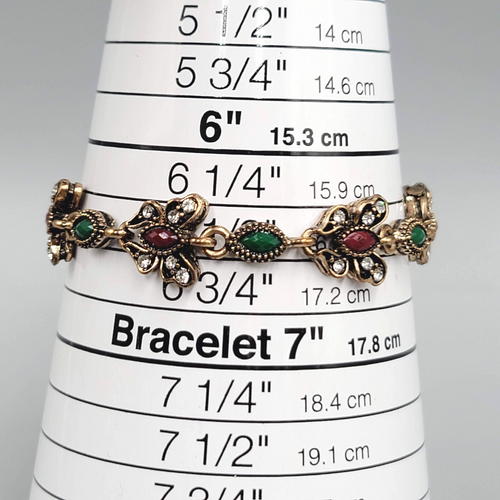 Butterfly Bracelet Bronze tone Multicolor Crystal Accents 6.5"