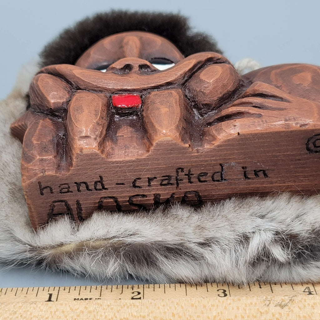 ITI Alaska Wood Reindeer Fur Walrus Big Foot Sasquatch Doll Figure Nuni Folk Art