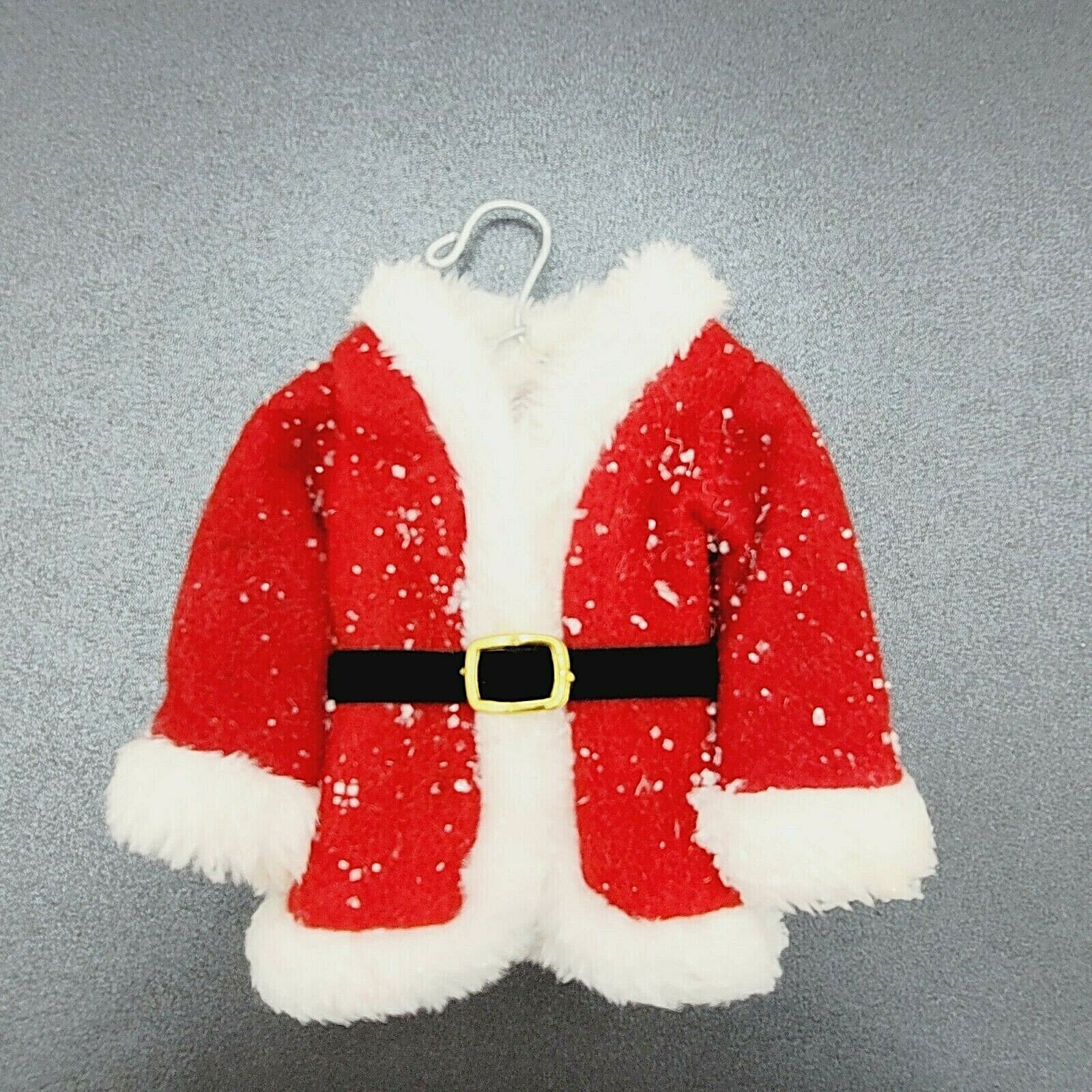 Santa's Coat with Fuzzy Trim Glitter Accents Christmas Tree Ornament 6.5"